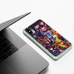 Чехол iPhone XS Max матовый Cute Fnaf Pattern, цвет: 3D-салатовый — фото 2