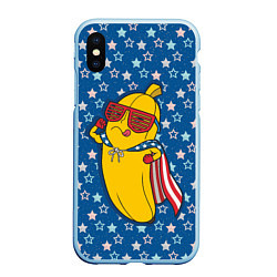 Чехол iPhone XS Max матовый Банан в звездах, цвет: 3D-голубой