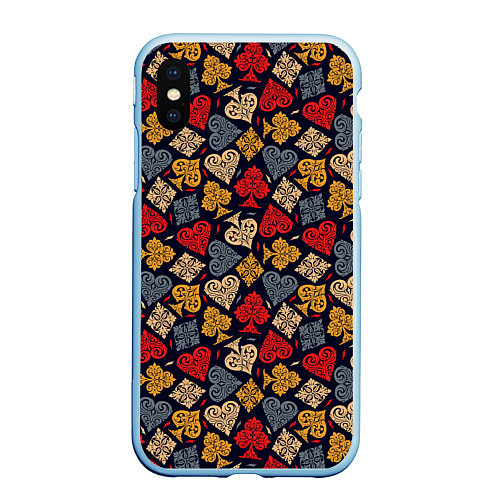 Чехол iPhone XS Max матовый Карточные Масти Cards / 3D-Голубой – фото 1
