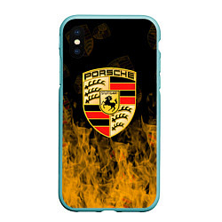 Чехол iPhone XS Max матовый Porsche порше огонь, цвет: 3D-мятный