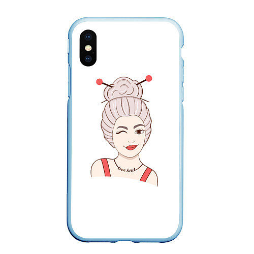 Чехол iPhone XS Max матовый LoveKnit / 3D-Голубой – фото 1