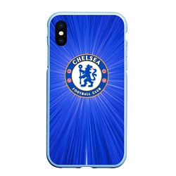 Чехол iPhone XS Max матовый Chelsea football club, цвет: 3D-голубой