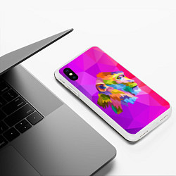 Чехол iPhone XS Max матовый Цветная обезьяна Color monkey, цвет: 3D-белый — фото 2