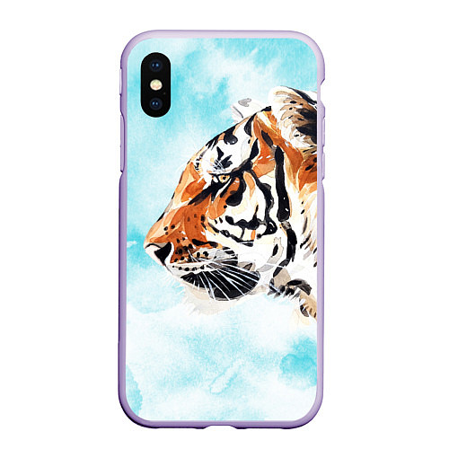 Чехол iPhone XS Max матовый Tiger paints / 3D-Светло-сиреневый – фото 1