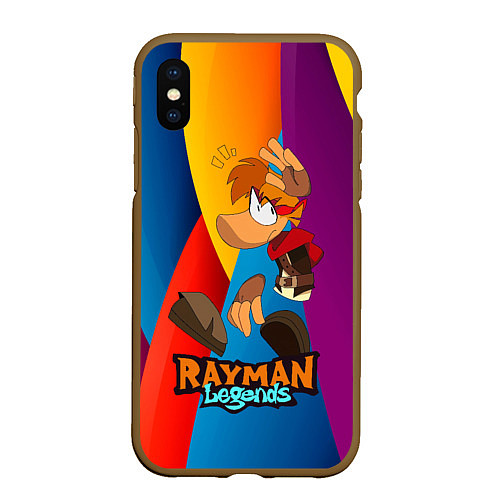 Чехол iPhone XS Max матовый Rayman Радужный фон / 3D-Коричневый – фото 1