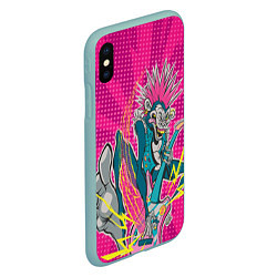 Чехол iPhone XS Max матовый Крейзи-рок-обезьяна, цвет: 3D-мятный — фото 2