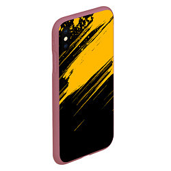 Чехол iPhone XS Max матовый Black and yellow grunge, цвет: 3D-малиновый — фото 2