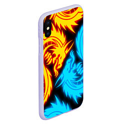 Чехол iPhone XS Max матовый НЕОНОВЫЕ ДРАКОНЫ NEON DRAGONS, цвет: 3D-светло-сиреневый — фото 2