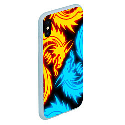 Чехол iPhone XS Max матовый НЕОНОВЫЕ ДРАКОНЫ NEON DRAGONS, цвет: 3D-голубой — фото 2