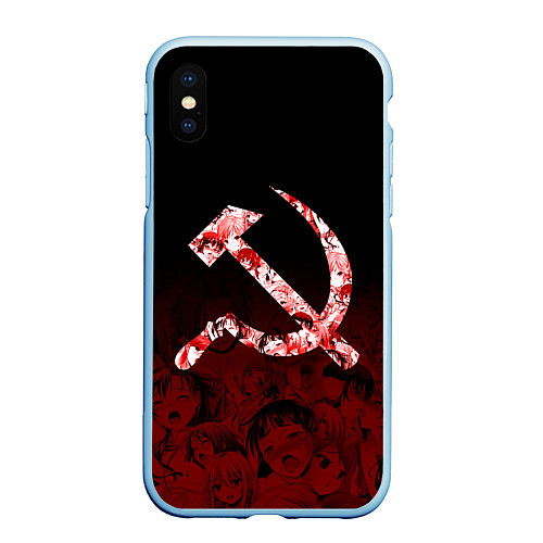 Чехол iPhone XS Max матовый СССР АХЕГАО USSR AHEGAO / 3D-Голубой – фото 1