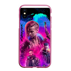 Чехол iPhone XS Max матовый Vi Ви Cyberpunk 2077, цвет: 3D-малиновый