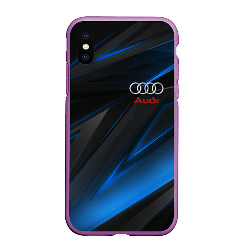 Чехол iPhone XS Max матовый AUDI NEON STRIPES GEOMETRY LINE / 3D-Фиолетовый – фото 1