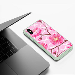 Чехол iPhone XS Max матовый Большие цветы, цвет: 3D-салатовый — фото 2