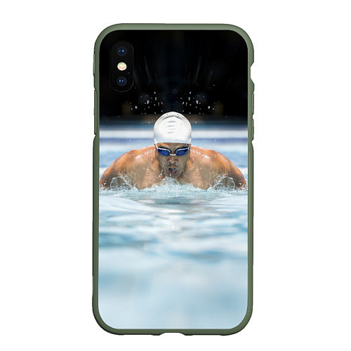 Чехол iPhone XS Max матовый Плавание Пловец / 3D-Темно-зеленый – фото 1