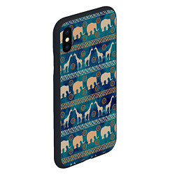 Чехол iPhone XS Max матовый Жирафы и слоны, цвет: 3D-черный — фото 2