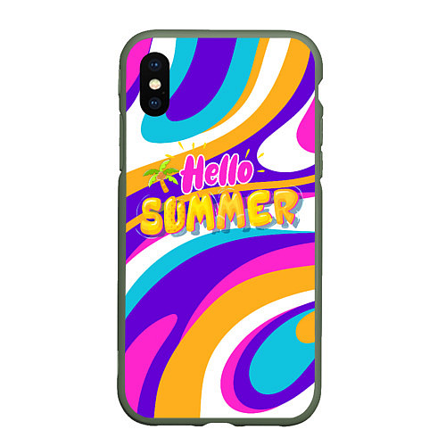 Чехол iPhone XS Max матовый Привет Лето 3d Hello Summer / 3D-Темно-зеленый – фото 1