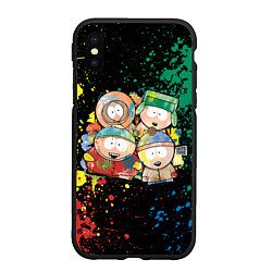 Чехол iPhone XS Max матовый Мультфильм Южный парк персонажи South Park, цвет: 3D-черный