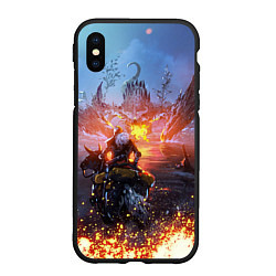 Чехол iPhone XS Max матовый ELDEN RING БИТВА С ДРАКОНОМ, цвет: 3D-черный