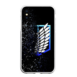 Чехол iPhone XS Max матовый АТАКА ТИТАНОВ Attack on Titan брызги краски, цвет: 3D-белый