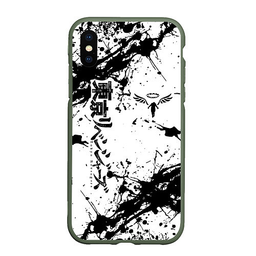 Чехол iPhone XS Max матовый Токийские мстители Tokyo Revengers logo краска / 3D-Темно-зеленый – фото 1