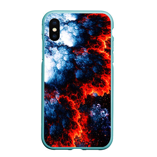 Чехол iPhone XS Max матовый 3D ЯДЕРНЫЙ КОСМИЧЕСКИЙ ВЗРЫВ ОГОНЬ / 3D-Мятный – фото 1