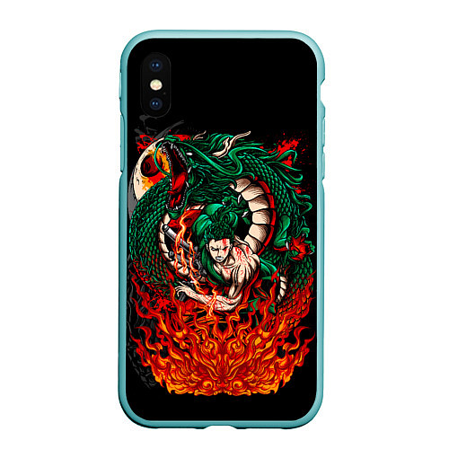 Чехол iPhone XS Max матовый Зоро Ророноа Самурай One piece Ван пис / 3D-Мятный – фото 1