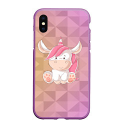 Чехол iPhone XS Max матовый Единорог с розовыми волосами