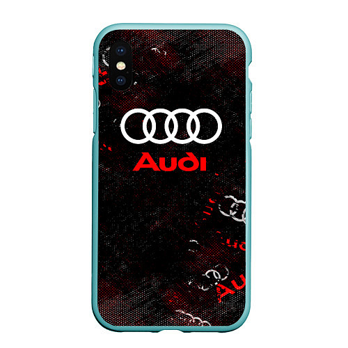 Чехол iPhone XS Max матовый AUDI АУДИ SPORT Паттерн / 3D-Мятный – фото 1