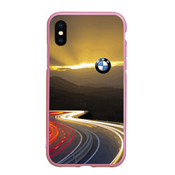 Чехол iPhone XS Max матовый BMW Night route, цвет: 3D-розовый