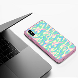 Чехол iPhone XS Max матовый Камуфляж пастельные цвета, цвет: 3D-розовый — фото 2