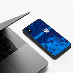 Чехол iPhone XS Max матовый РОССИЯ - ГЕРБ Пламя Полоса, цвет: 3D-черный — фото 2