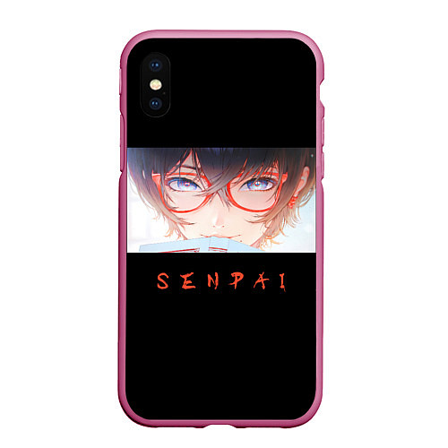 Чехол iPhone XS Max матовый Senpai art / 3D-Малиновый – фото 1