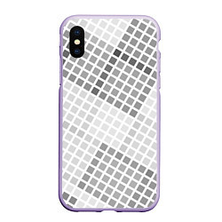 Чехол iPhone XS Max матовый Серая клетка, цвет: 3D-светло-сиреневый