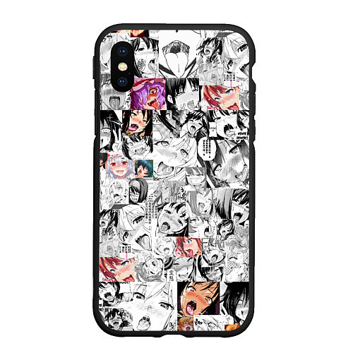 Чехол iPhone XS Max матовый Ahegao Girls / 3D-Черный – фото 1