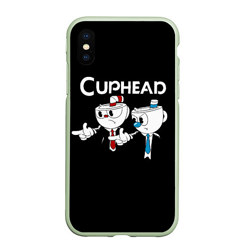 Чехол iPhone XS Max матовый Cuphead грозные ребята из Криминального чтива / 3D-Салатовый – фото 1