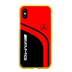 Чехол iPhone XS Max матовый AMG MERCEDES RED, цвет: 3D-желтый