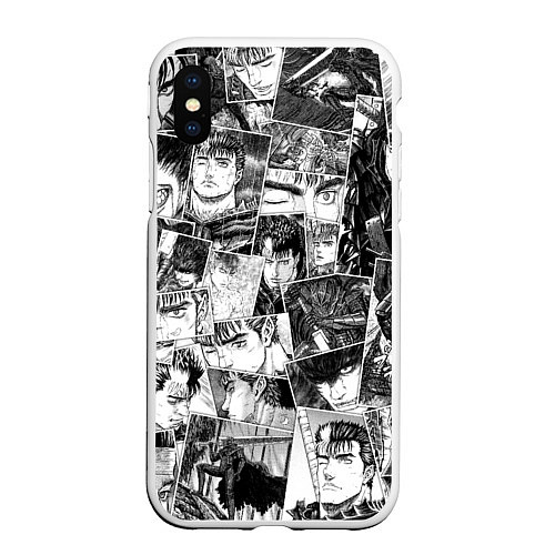 Чехол iPhone XS Max матовый Berserk pattern / 3D-Белый – фото 1