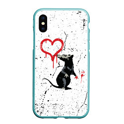 Чехол iPhone XS Max матовый BANKSY БЭНКСИ крыса, цвет: 3D-мятный