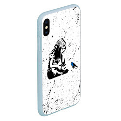 Чехол iPhone XS Max матовый Banksy - Бэнкси девочка с птицей, цвет: 3D-голубой — фото 2