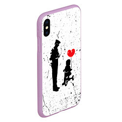 Чехол iPhone XS Max матовый Banksy - ребенок на велосипеде, цвет: 3D-сиреневый — фото 2