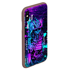 Чехол iPhone XS Max матовый Неоновый Японский Самурай Neon Samurai Skull, цвет: 3D-коричневый — фото 2