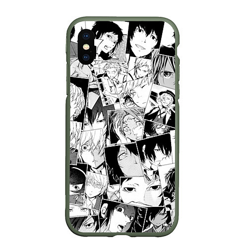 Чехол iPhone XS Max матовый Bungo Stray Dogs pattern / 3D-Темно-зеленый – фото 1