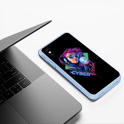 Чехол iPhone XS Max матовый Cyber World, цвет: 3D-голубой — фото 2