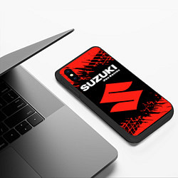 Чехол iPhone XS Max матовый СУЗУКИ Pro Racing Следы Шин, цвет: 3D-черный — фото 2
