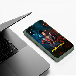 Чехол iPhone XS Max матовый Panam Cyberpunk2077 Панам, цвет: 3D-темно-зеленый — фото 2