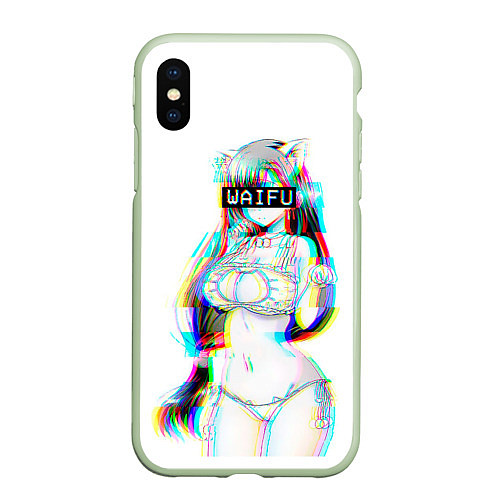 Чехол iPhone XS Max матовый Кошкодевочка Waifu / 3D-Салатовый – фото 1