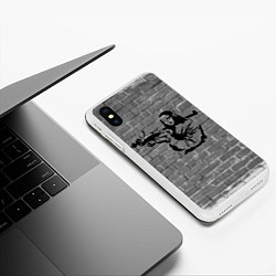 Чехол iPhone XS Max матовый Мона Лиза Бэнкси Banksy, цвет: 3D-белый — фото 2