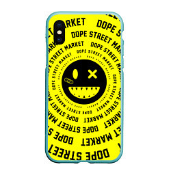 Чехол iPhone XS Max матовый Счастливый Смайлик Yellow Dope Street Market, цвет: 3D-мятный