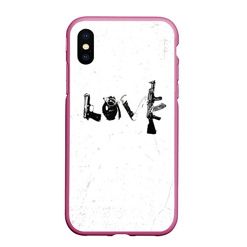 Чехол iPhone XS Max матовый Banksy Бэнкси LOVE / 3D-Малиновый – фото 1