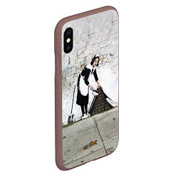 Чехол iPhone XS Max матовый Banksy - Бэнкси уборщица, цвет: 3D-коричневый — фото 2